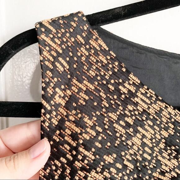 David Meister Pencil Style Dress Asymmetrical Neckline Unique Bronze Stitching 8 - Picture 3 of 12